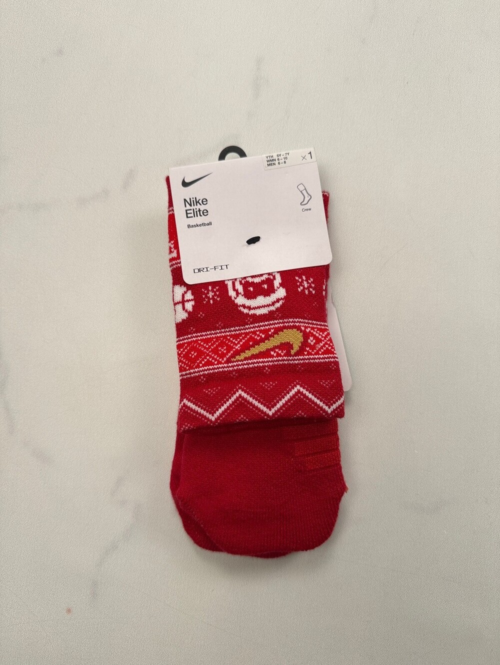 Nike Elite Socks Red Current Statement - M Men 6 - 8 Women 6 - 10 Youth 5Y - 7Y